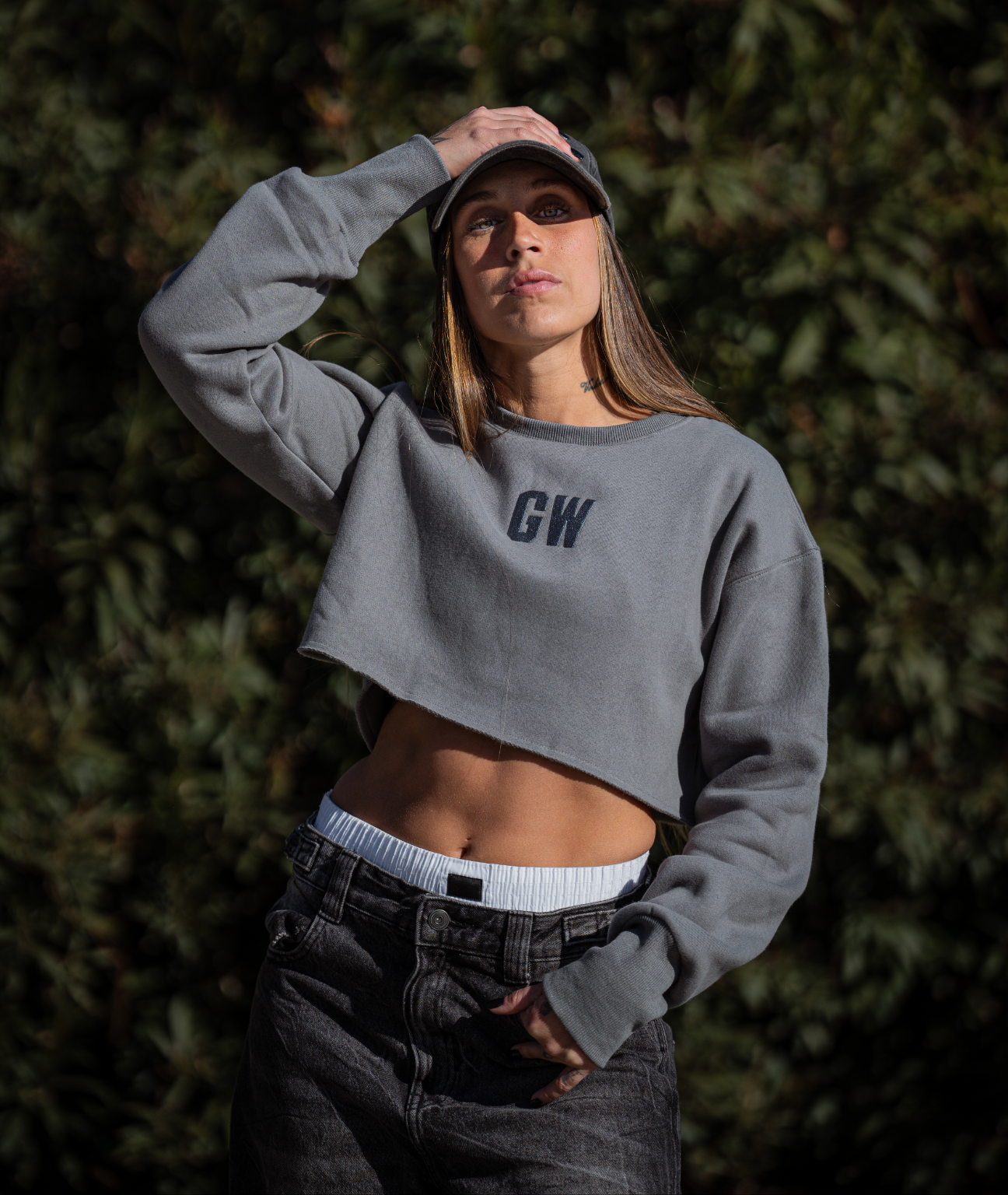 Hoddie Crop Dark Grey