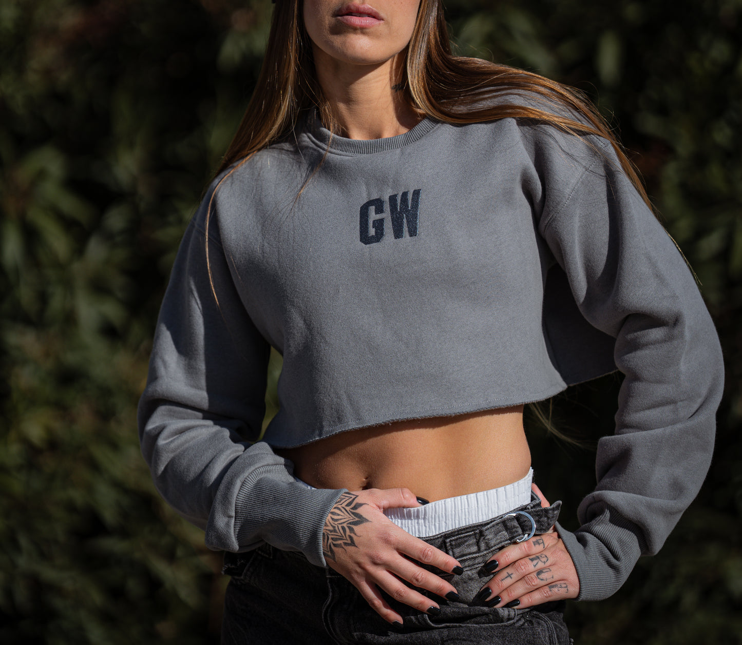 Hoddie Crop Dark Grey
