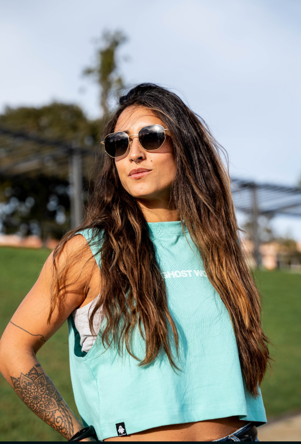 Crop Top Relaxed Fit POOL BLUE