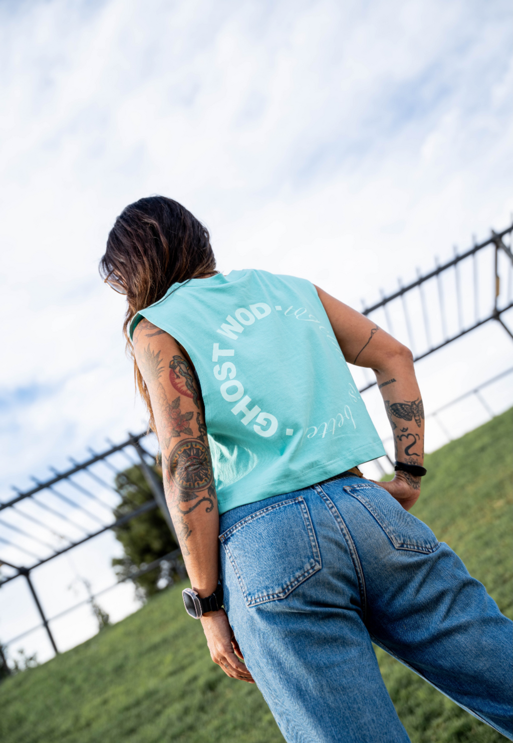 Crop Top Relaxed Fit POOL BLUE